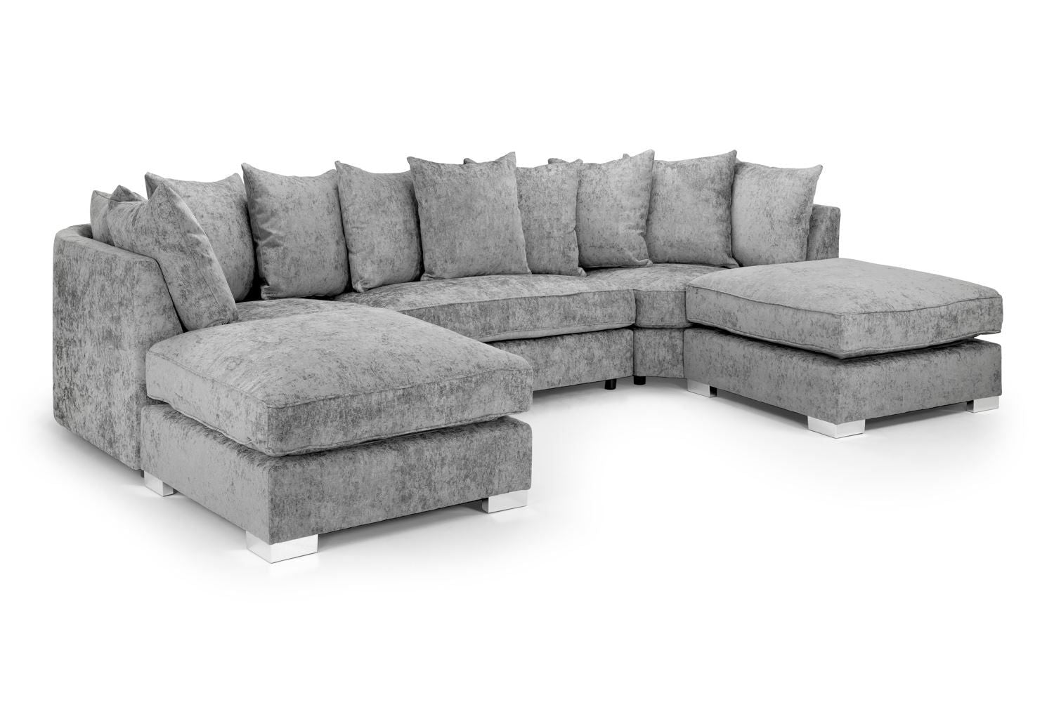 Platinum Fabric Scatterback Corner U Shape Sofa