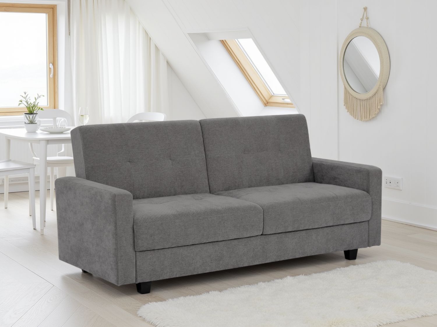 Dark Grey Fabric 3 Seater Sofabed with Storage