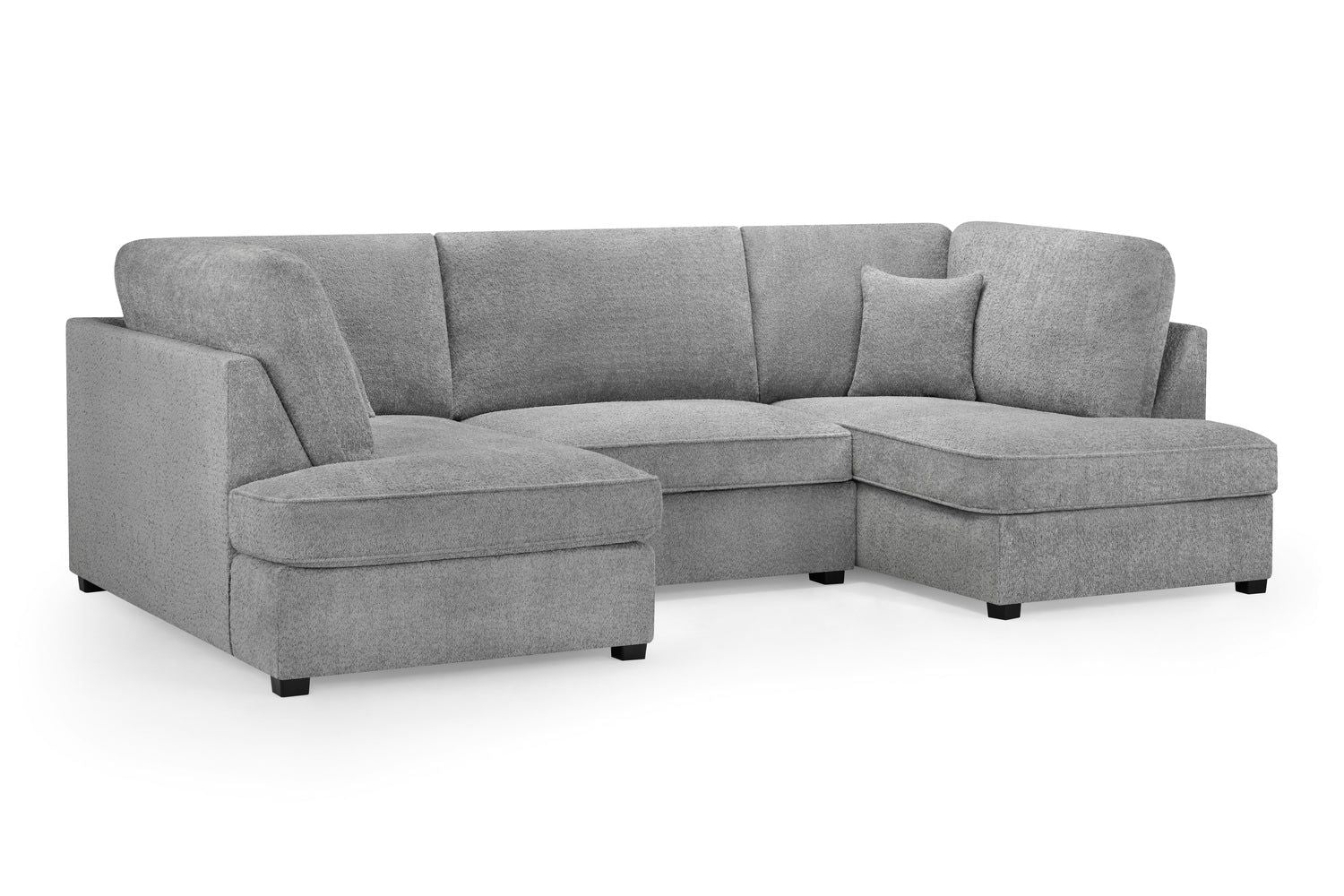 Grey Boucle Fabric U Shape Corner Sofa