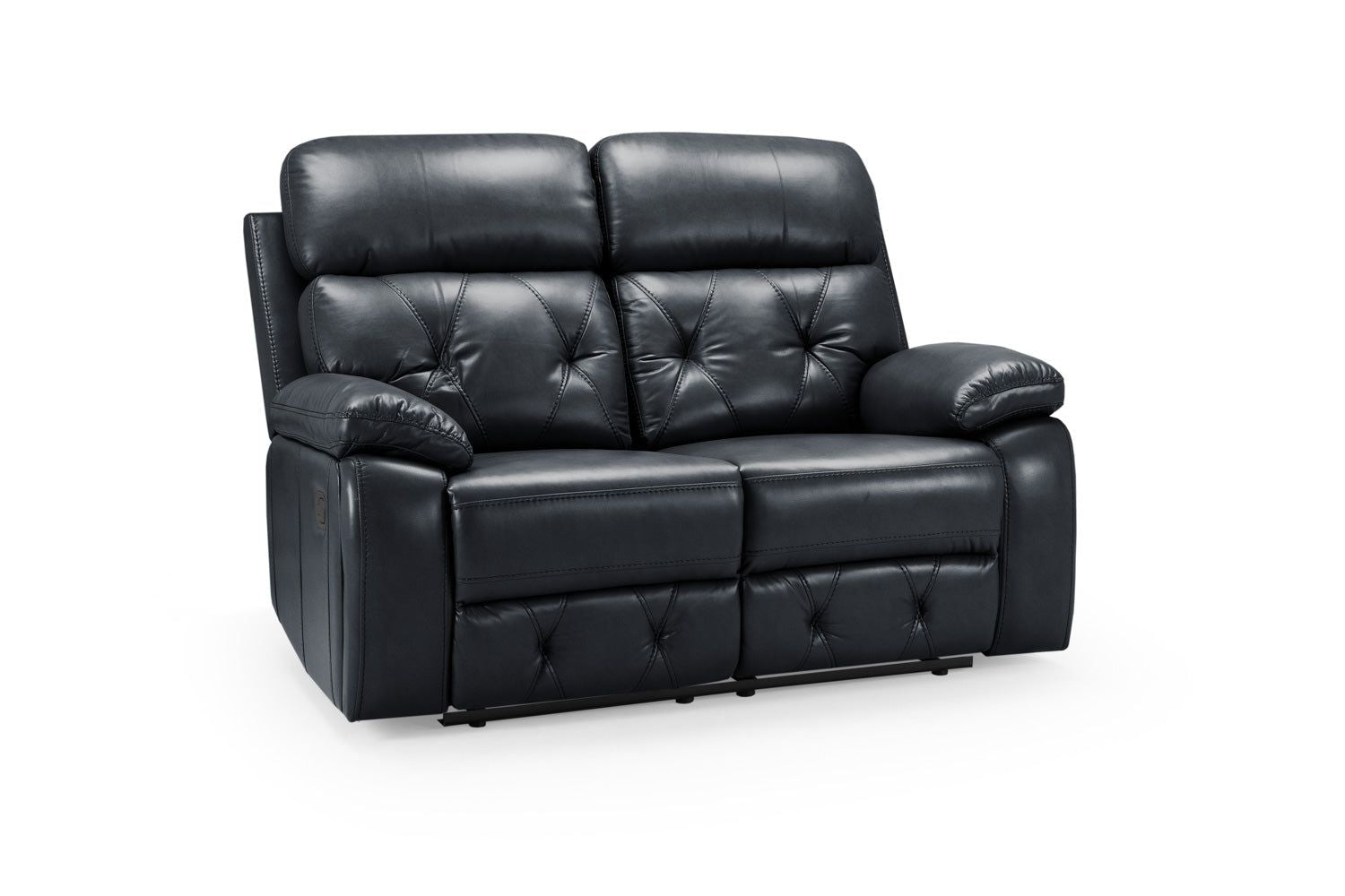 Black Leather Effect 2 Seater Manual Recliner Sofa