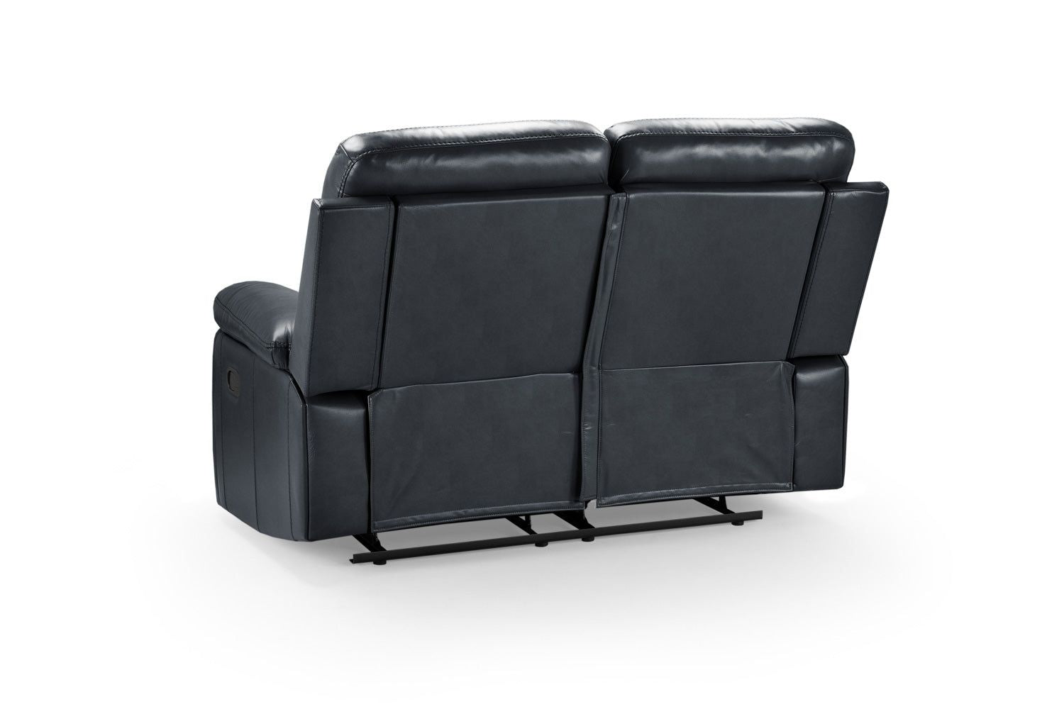 Black Leather Effect 2 Seater Manual Recliner Sofa