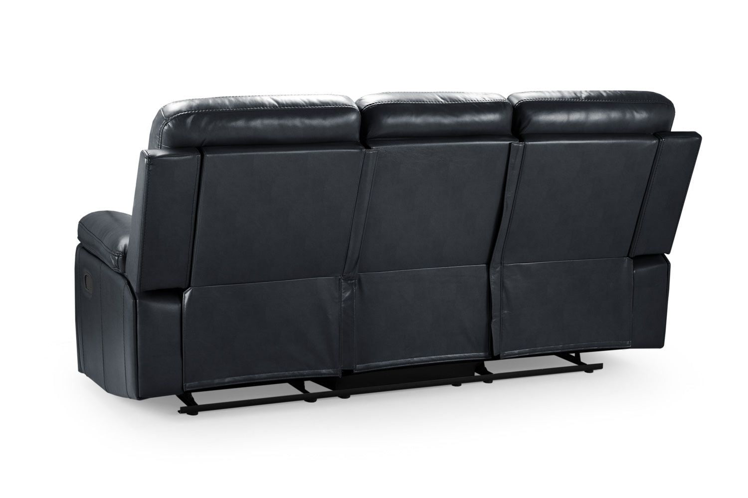 Black Leather Effect 3 Seater Manual Recliner Sofa