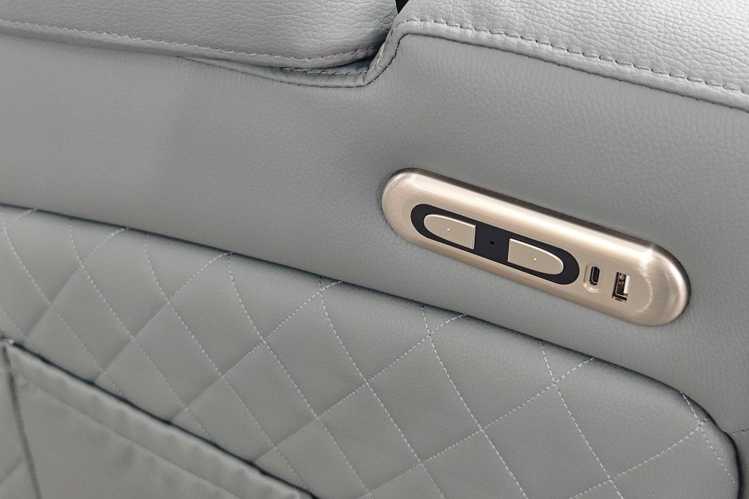 Grey Leather Cinema 3 Seater Electric Recline Sofa