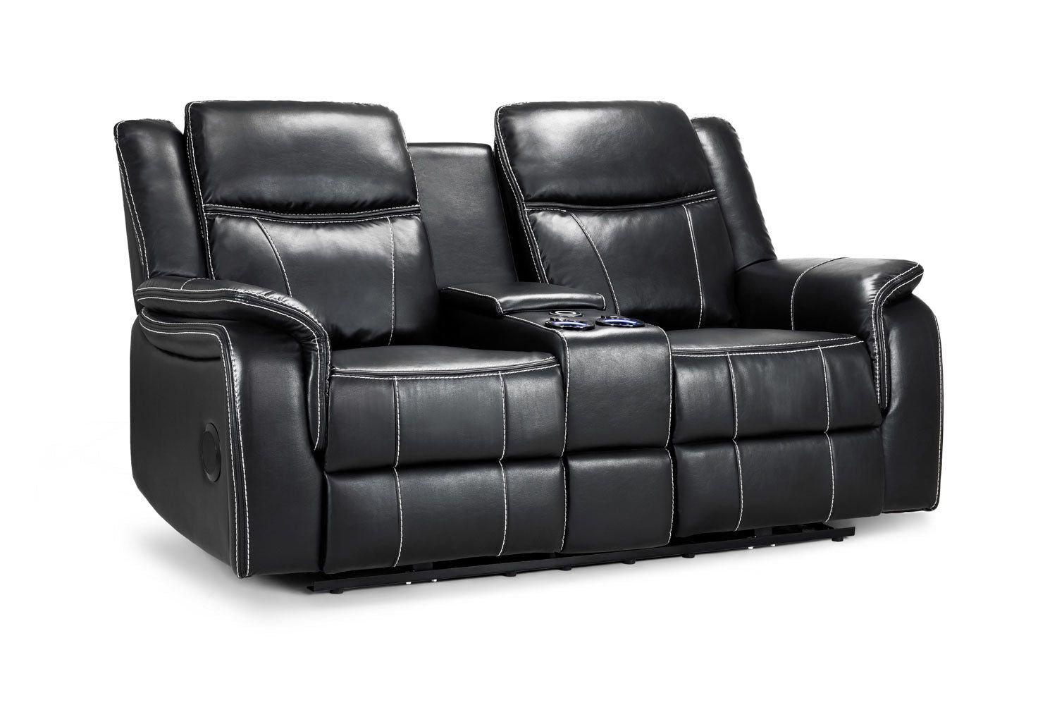 Galaxy Tech Recliner Sofa Black 2 Seater
