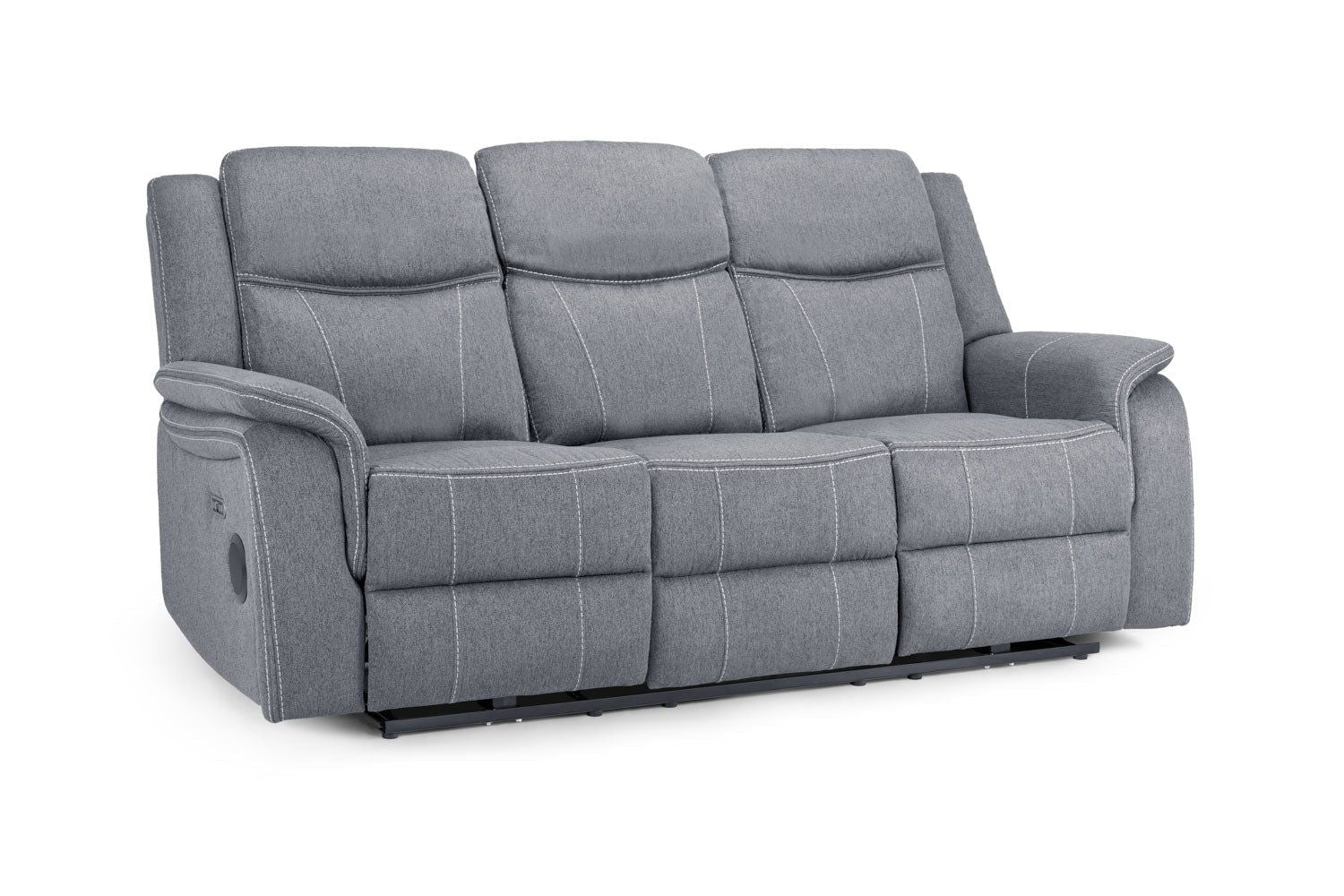 Galaxy Tech Recliner Sofa Grey Fabric 3 Seater