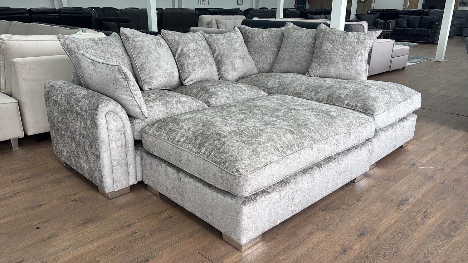 Truffle Fabric Right Hand Facing Pillow Back Corner Sofa