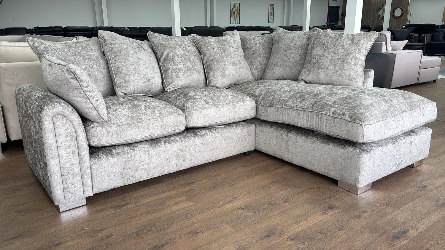 Truffle Fabric Right Hand Facing Pillow Back Corner Sofa