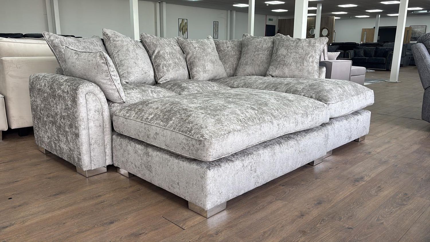 Truffle Fabric Right Hand Facing Pillow Back Corner Sofa