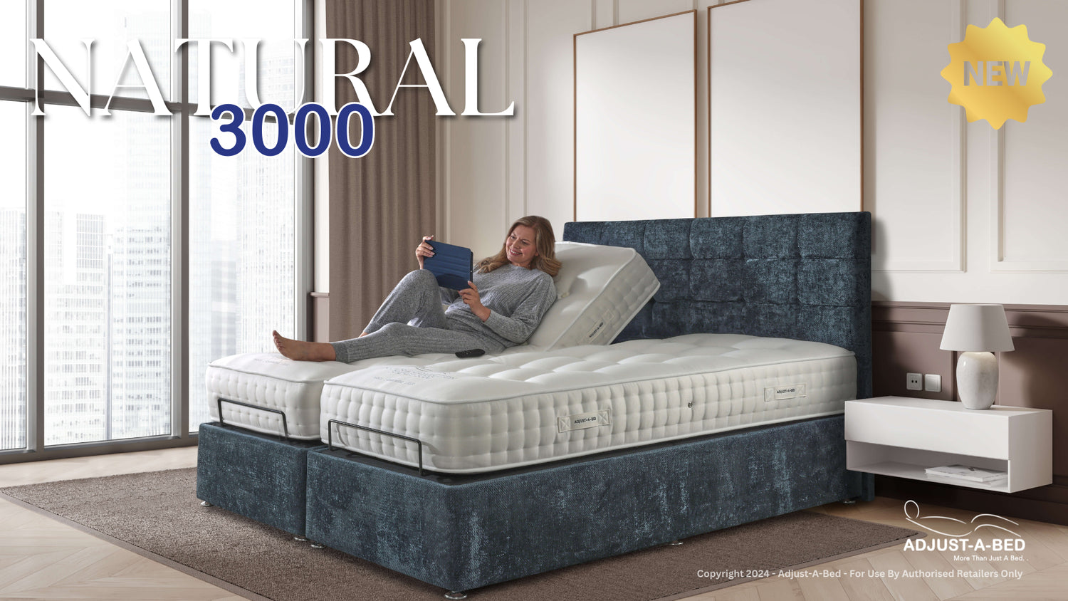 Natural 3000 Adjustable Bed with Mattress – 10.5", Deep Mattress
