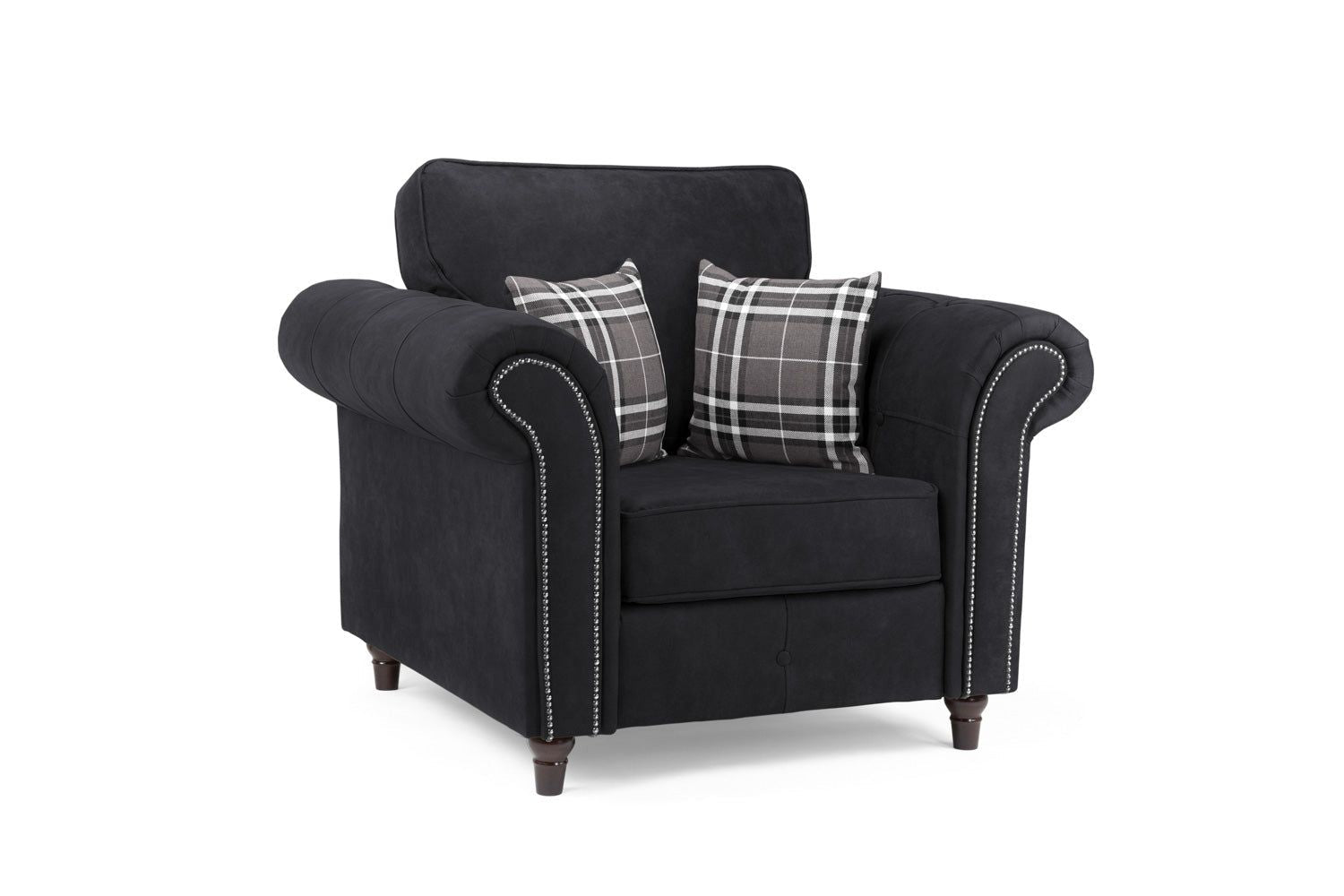 Charcoal Leather Effect Fabric Upholstered Armchair