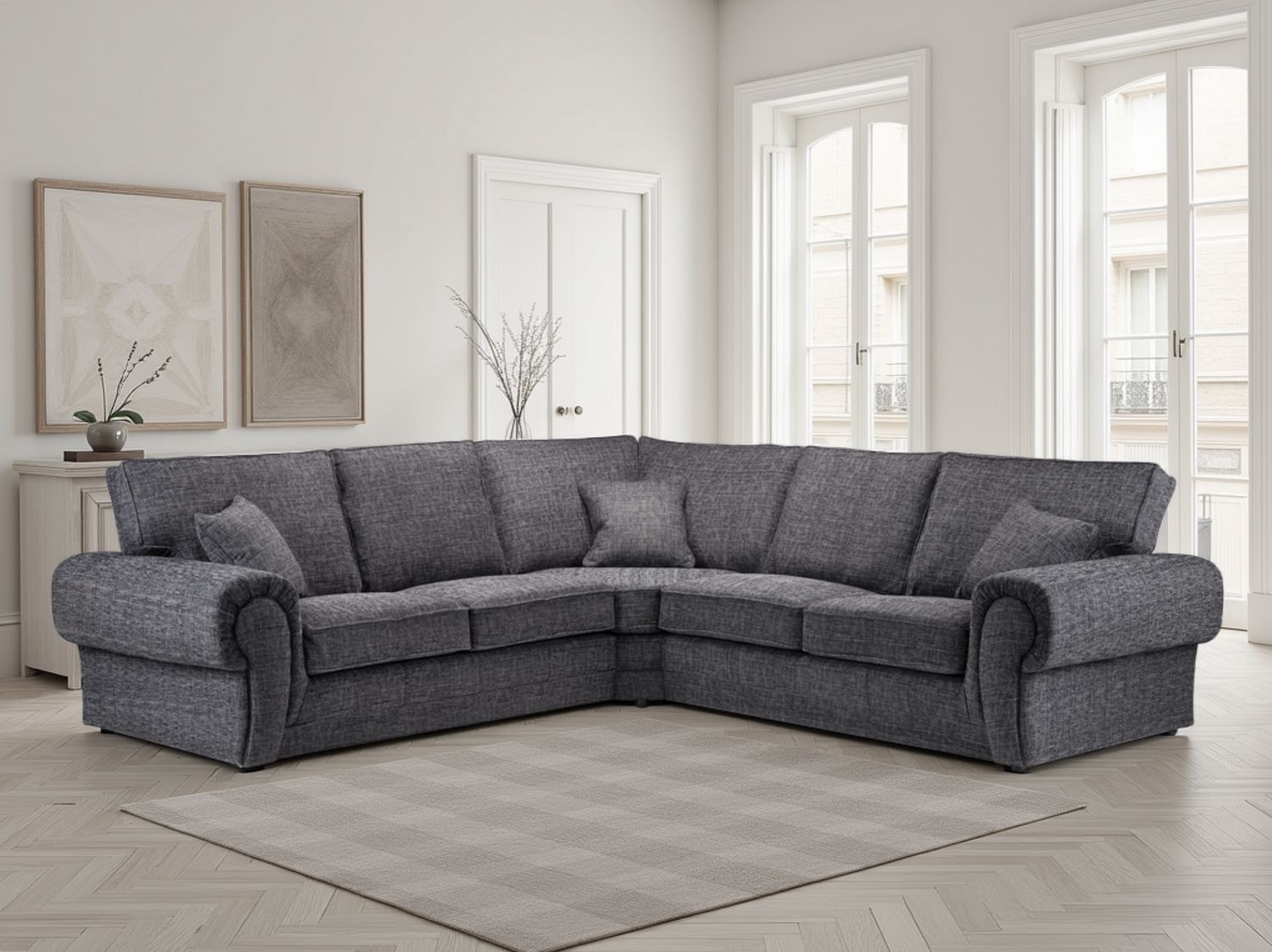 Wilcot Sofa Grey Large Corner