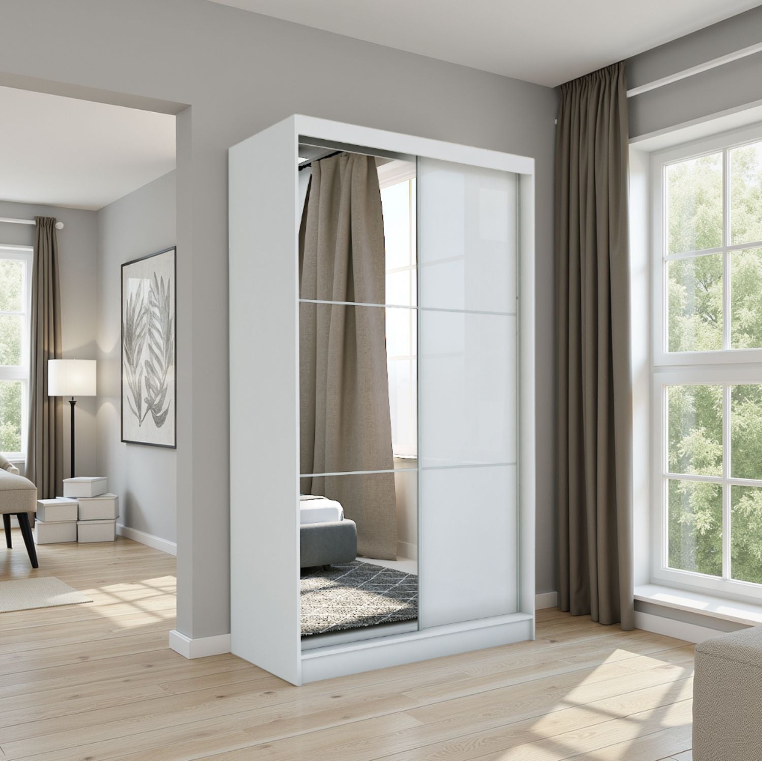 Caden Sliding Wardrobe White 150cm