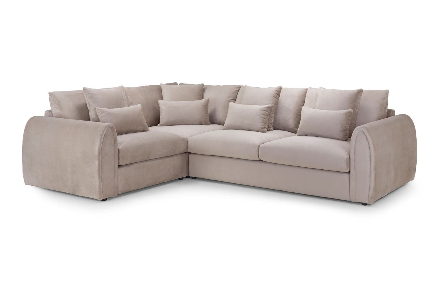 Mocha Velvet Large Corner Sofa Left Hand Facing