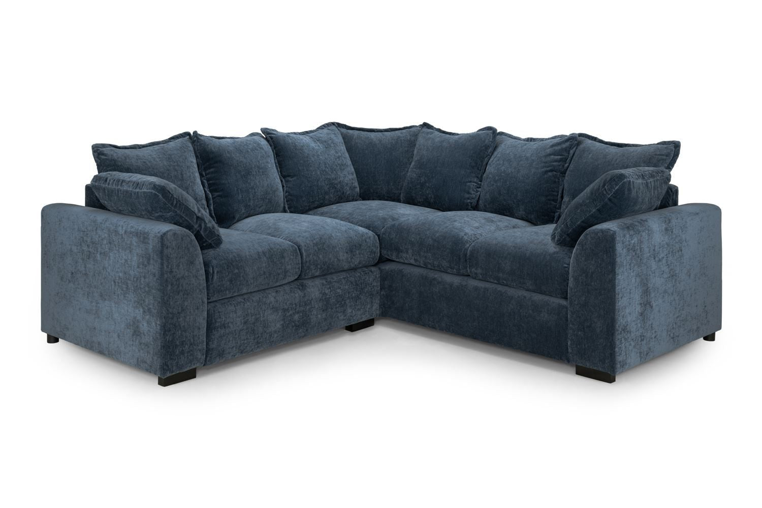 Blue Fabric Pillow Back Large Corner Sofa Group