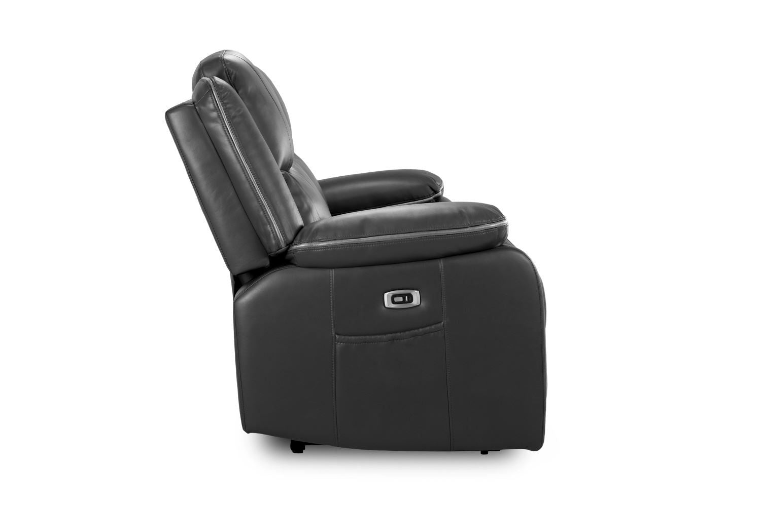 Black Leather 2 Seater High Back Electric Recliner Sofa