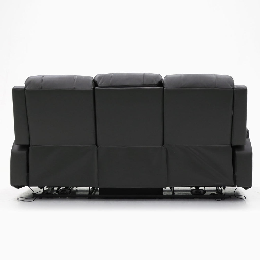 Black Leather Effect 3 Seater Electric Recliner Sofa