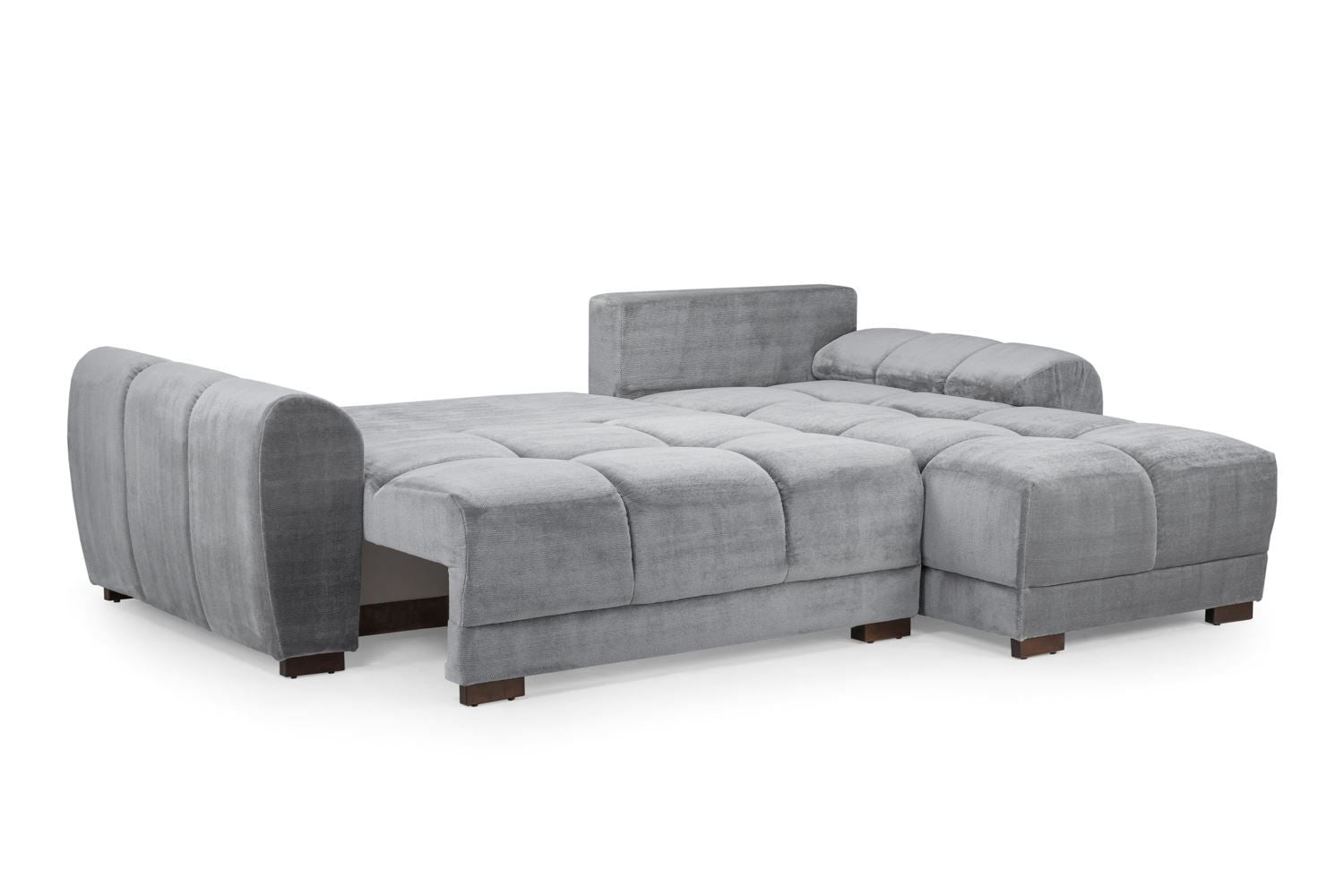 Grey Fabric Universal Corner Sofabed with Storage