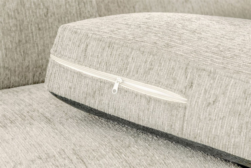 Beige Chenille Fabric Square Footstool