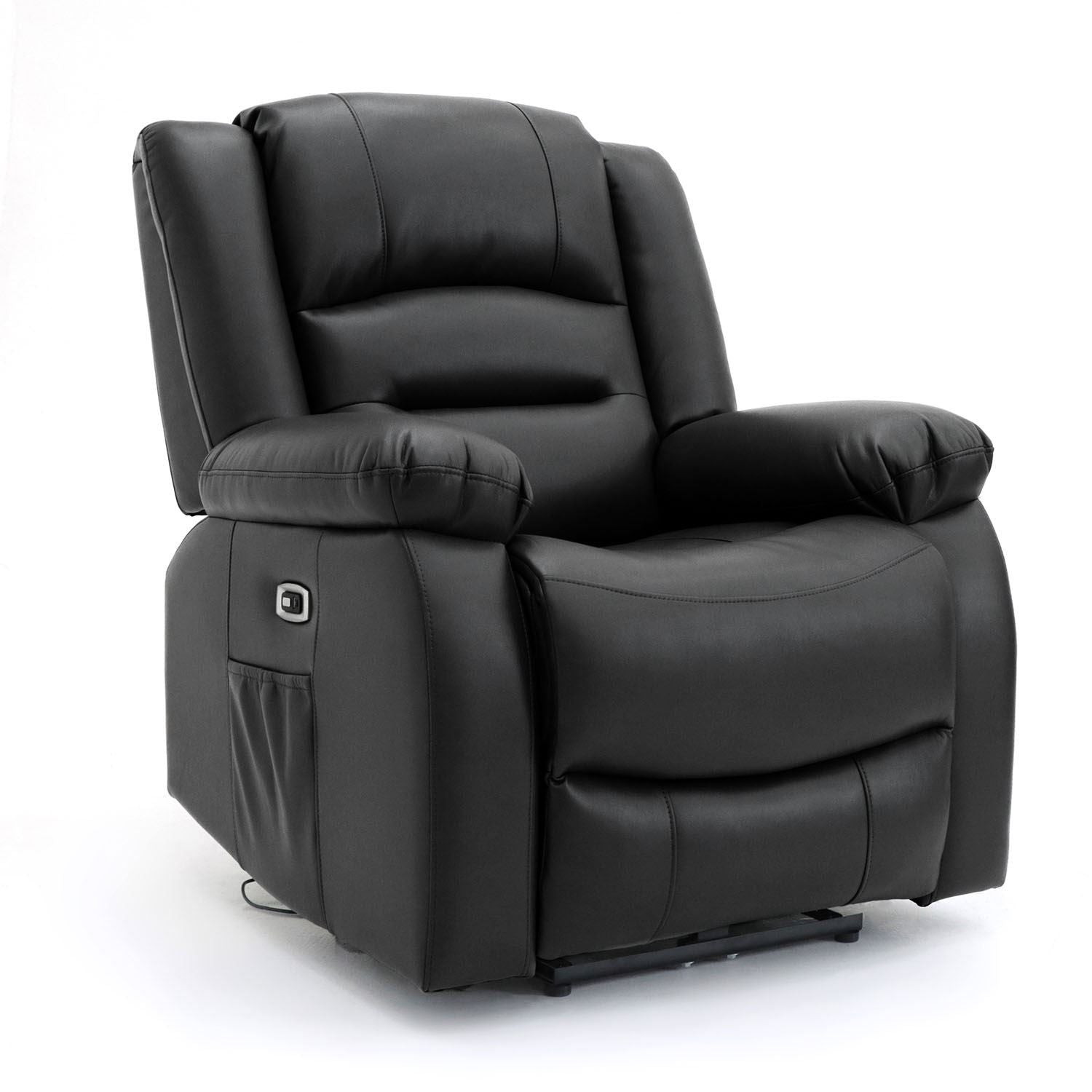Black Leather Effect Electric Recliner Sofa Armchair