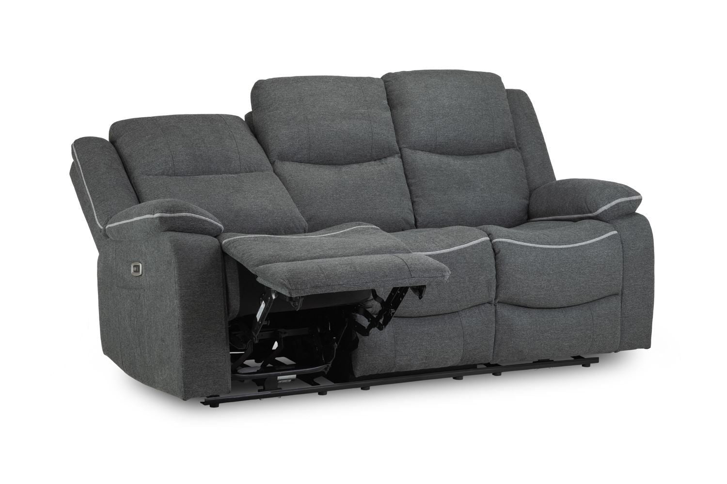 Grey Fabric 3 Seater High Back Electric Recliner Sofa