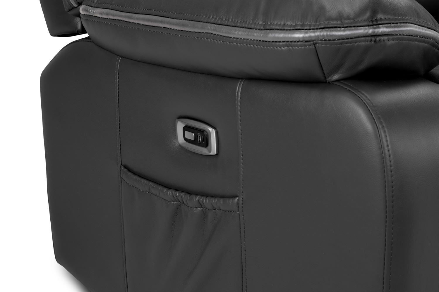 Black Leather High Back 3 Seater Electric Recliner Sofa