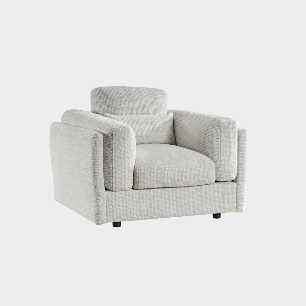 Beige Textured Fabric Armchair Laid Back Design