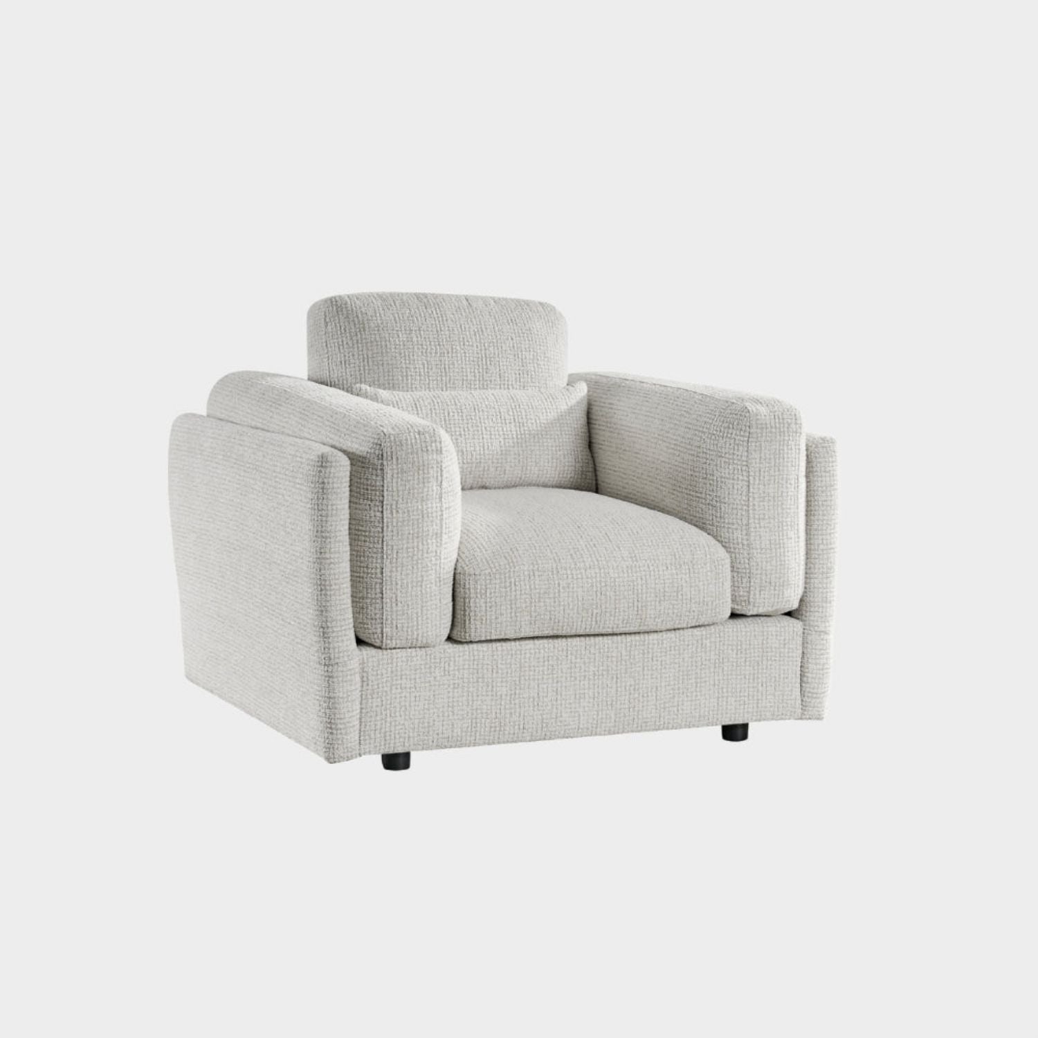 Beige Textured Fabric Armchair Laid Back Design