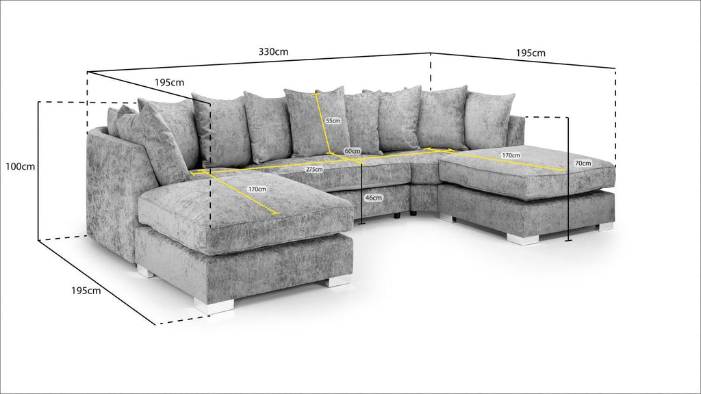 Truffle Fabric U Shape Pillow Scatter Back Large Corner Sofa