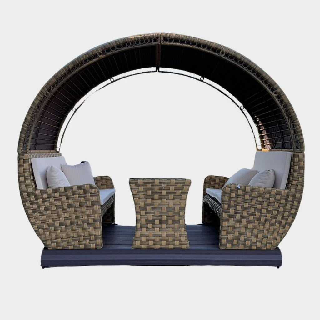 Brown Rattan Garden Sliding Seating Set