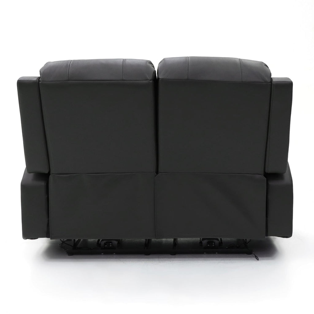 Black Leather Effect 2 Seater Electric Recliner Sofa