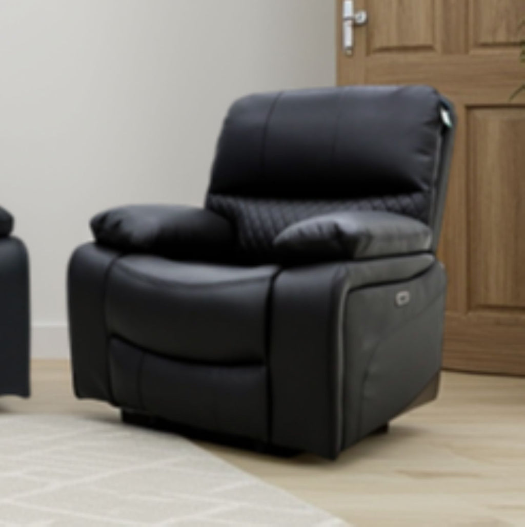 Black Leather Electric Recliner Armchair