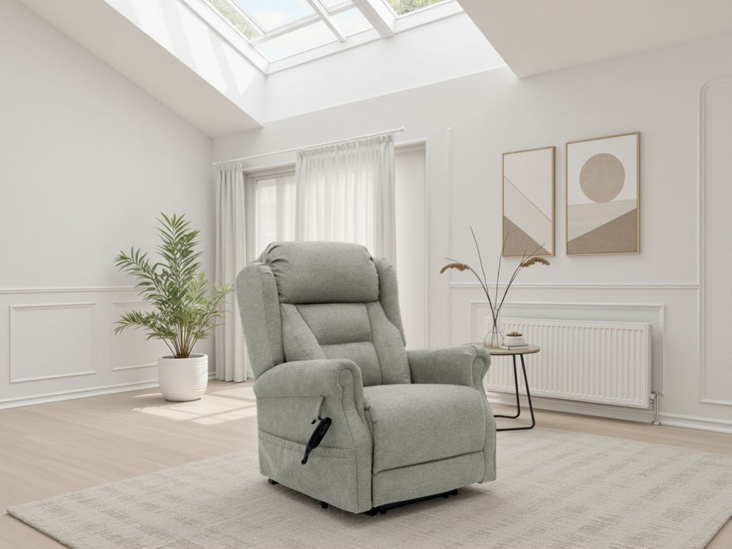 Grey Fabric Lift and Rise Electric Recline Armchair