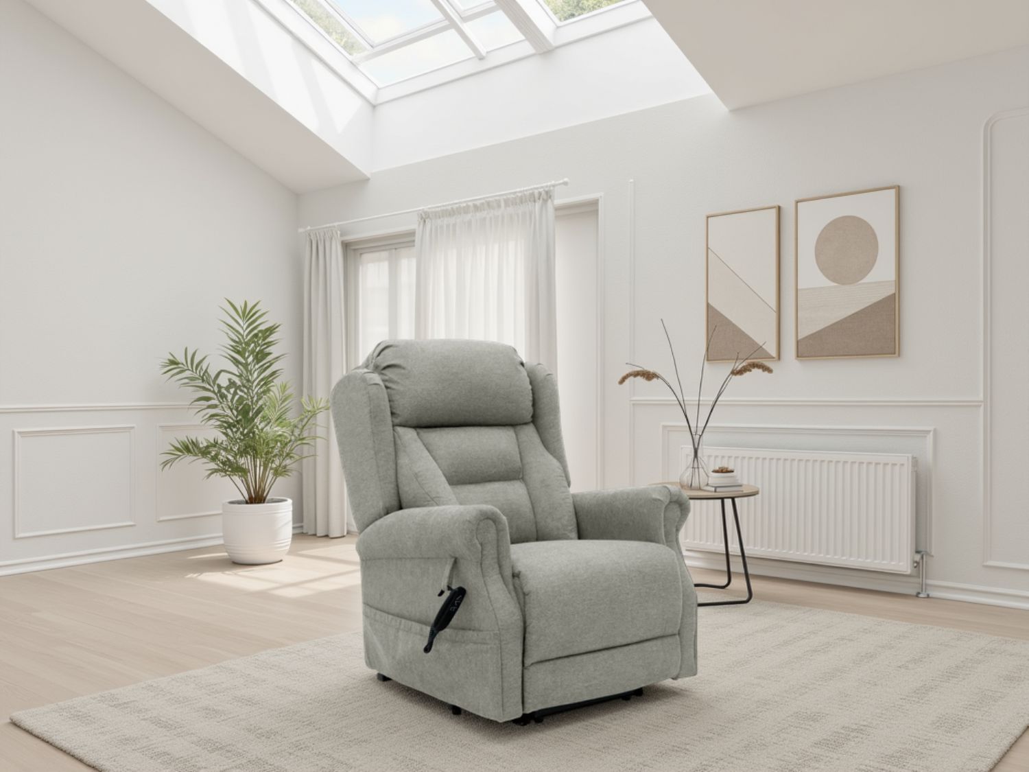 Grey Fabric Lift and Rise Electric Recline Armchair