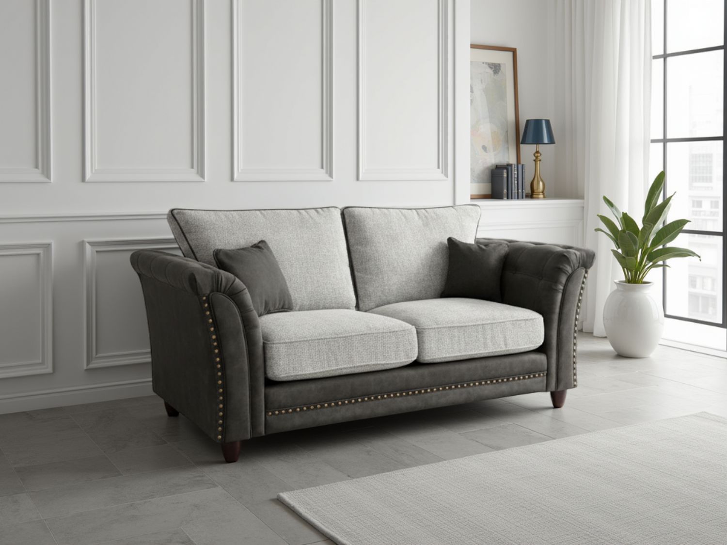 Bella Fullback Sofa Grey 2 Seater