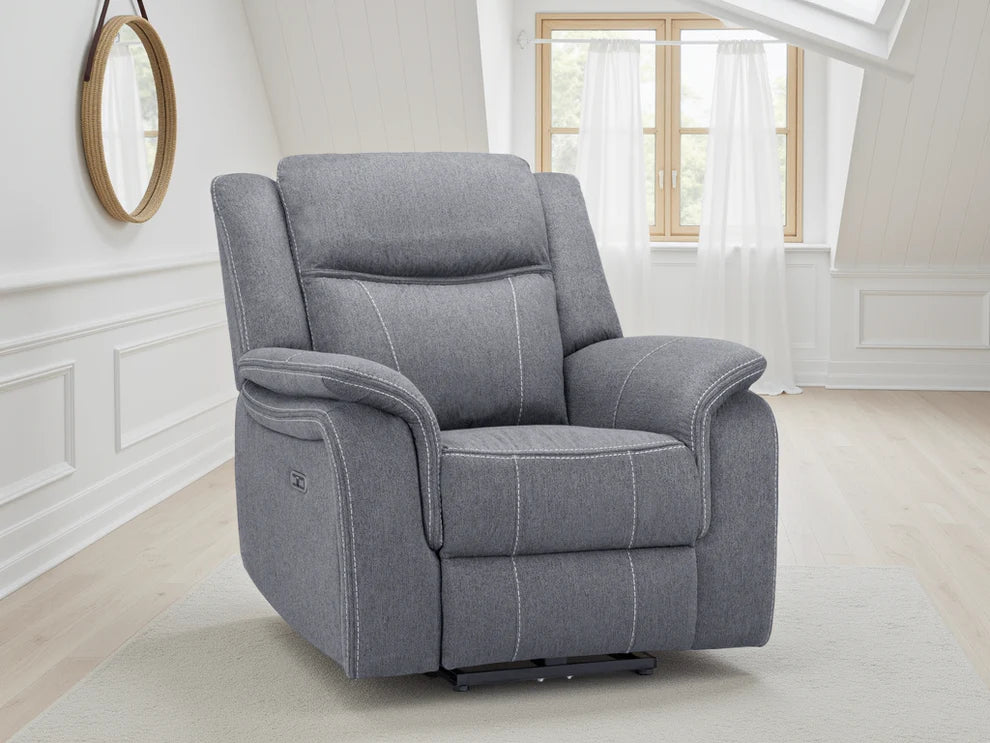 Grey Fabric Electric Recliner Armchair with Armrest