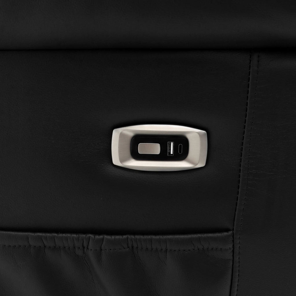 Black Leather Effect 2 Seater Electric Recliner Sofa