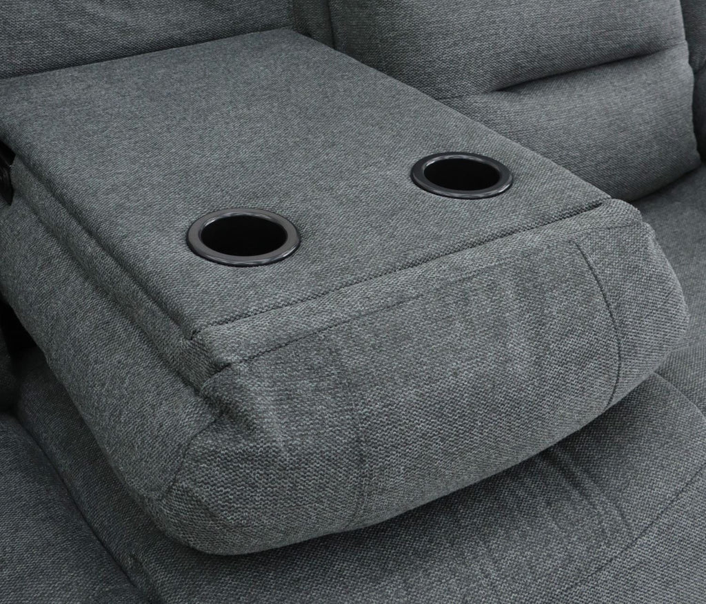 Graphite Fabric 3 Seater Electric Recliner Sofa