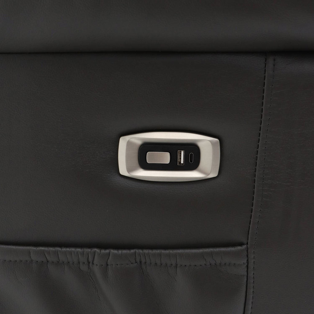 Grey Leather Effect 2 Seater Electric Recliner Sofa