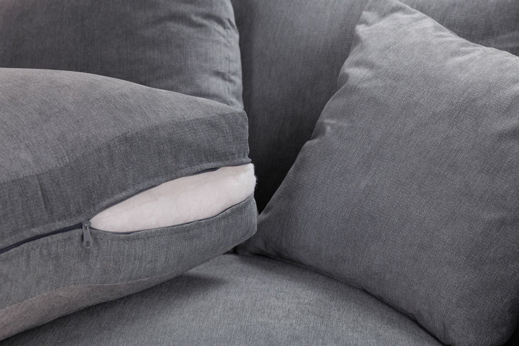 Grey Fabric 3 Seater Fullback Sofa with Scroll Arms