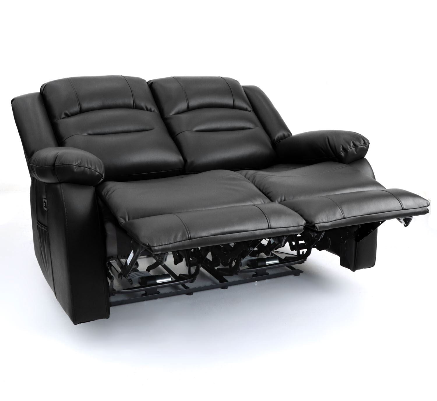 Black Leather Effect 2 Seater Electric Recliner Sofa