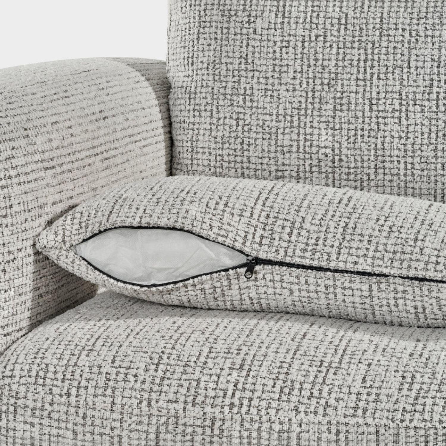 Grey Textured Fabric 3 Seater Sofa Laid Back Design