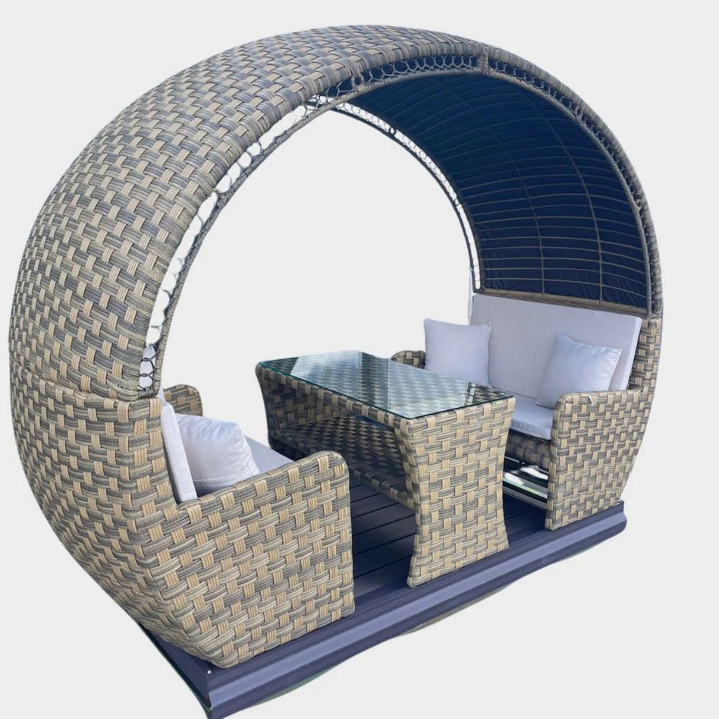 Brown Rattan Garden Sliding Seating Set