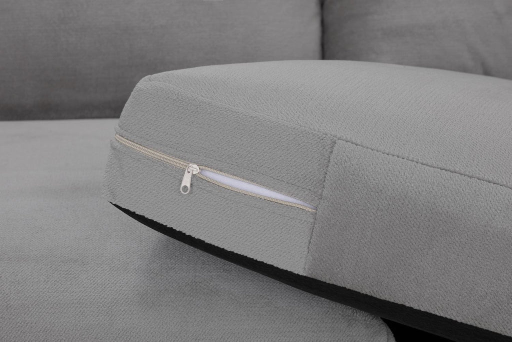 Grey Velvet Corner Group Sofa Right Hand Facing