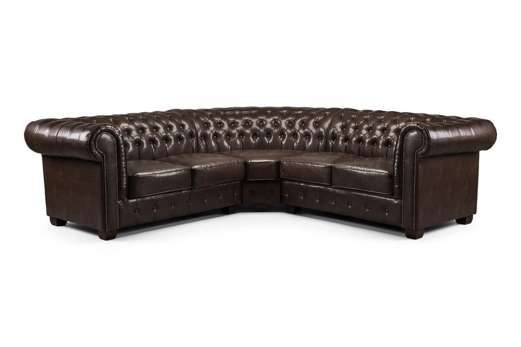 Chesterfield Sofa Antique Brown Large Corner