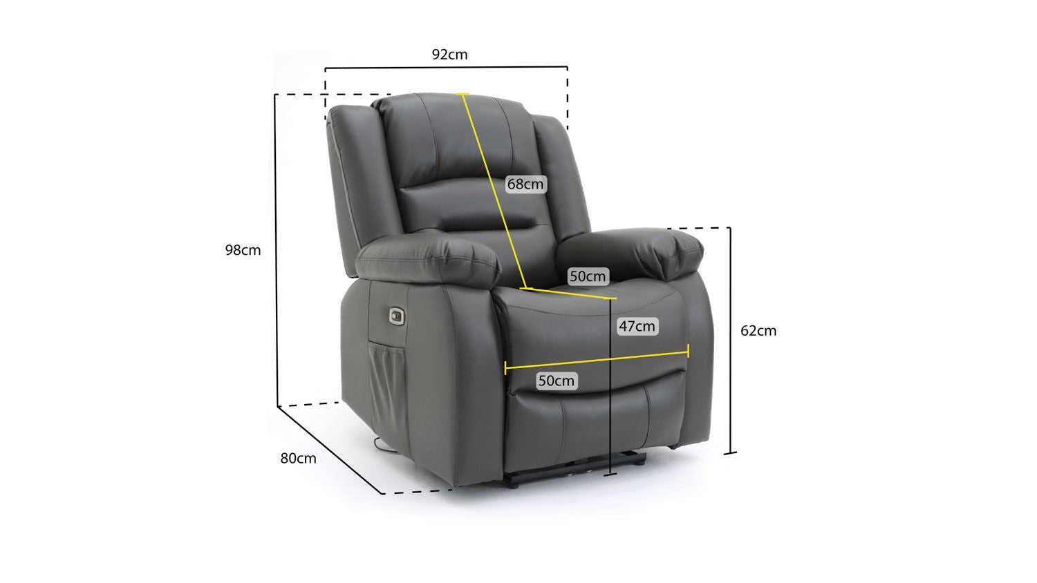 Grey Leather Effect Electric Recliner Armchair