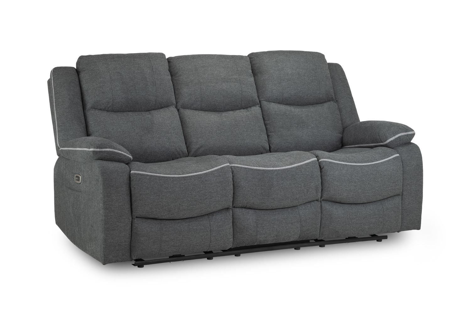 Grey Fabric 3 Seater High Back Electric Recliner Sofa