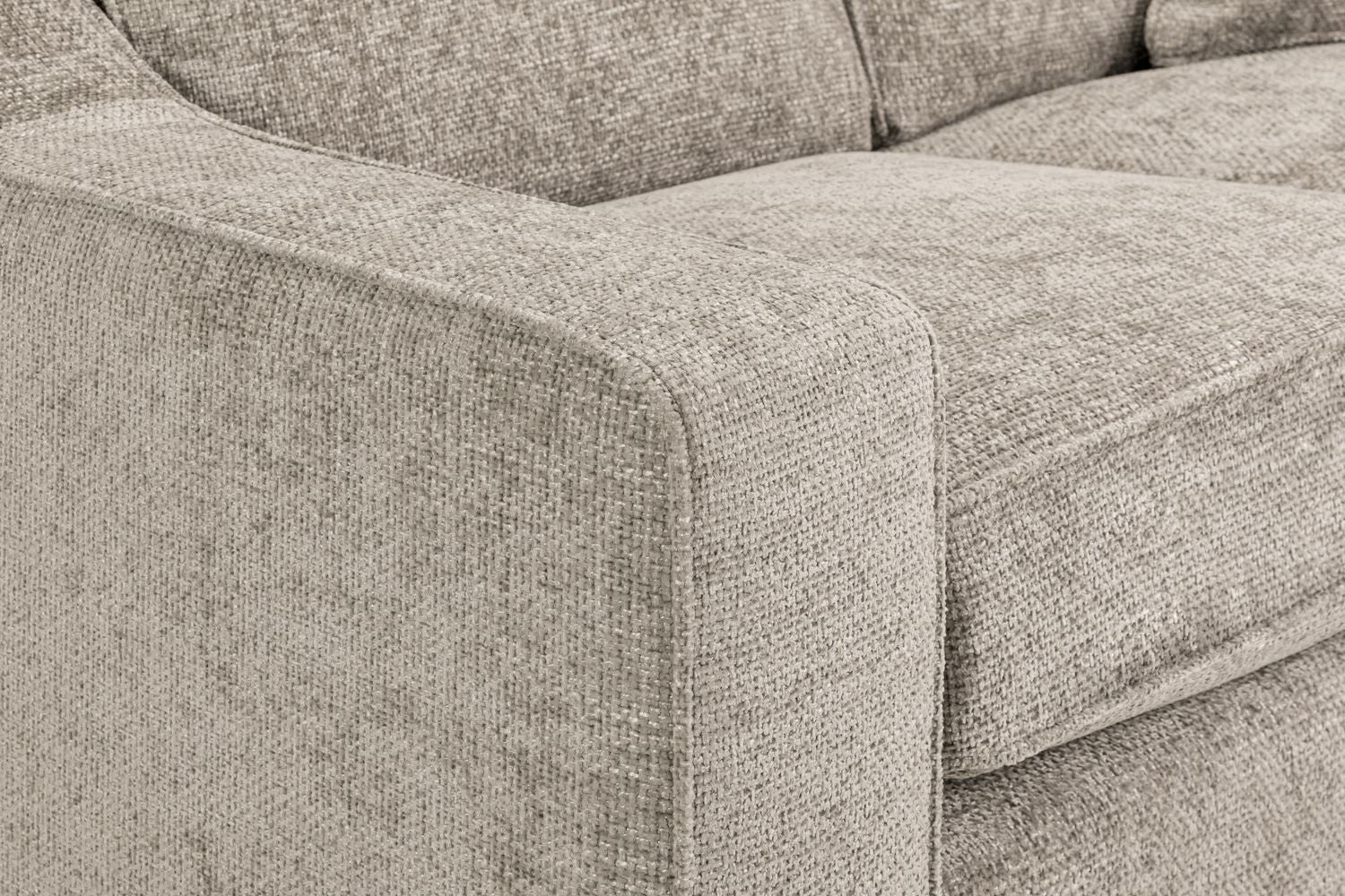 Stone Fabric 2 Seater Sofa Standard Back Dark Wooden Feet