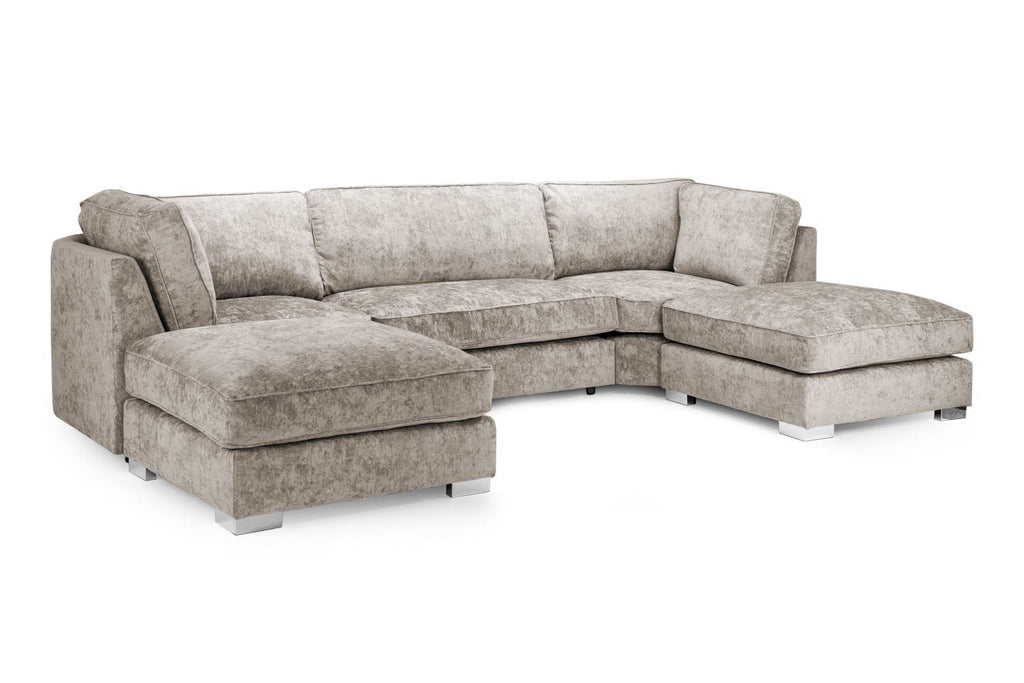 Truffle Fabric Large U Shaped Fullback Corner Sofa