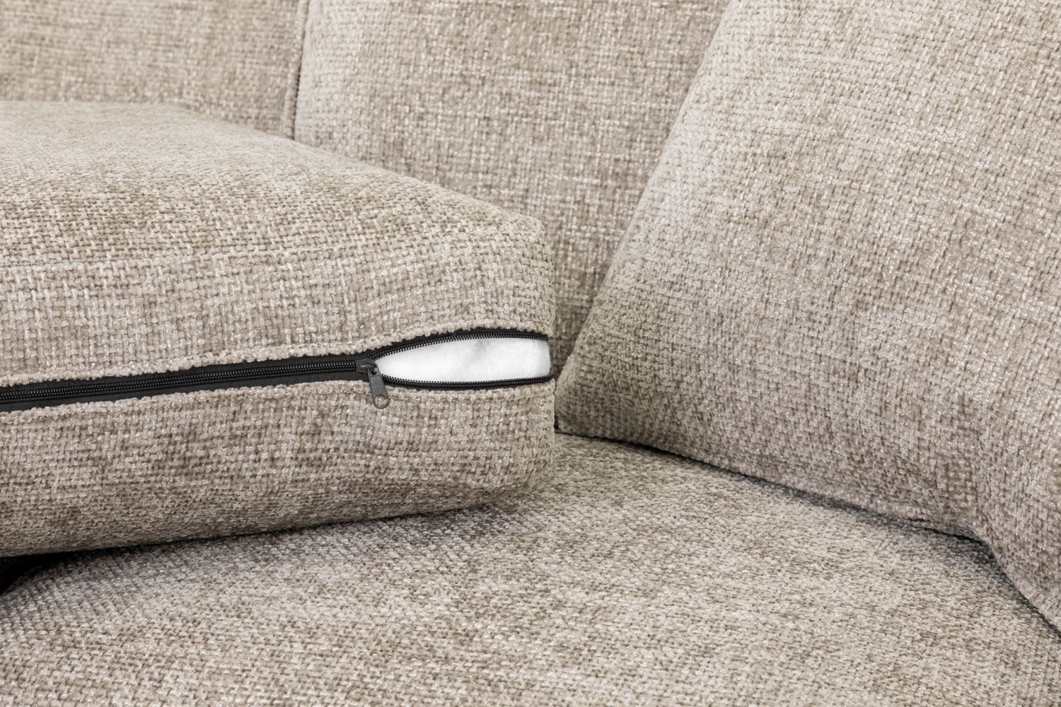 Stone Fabric Standard Back 3 Seater Sofa