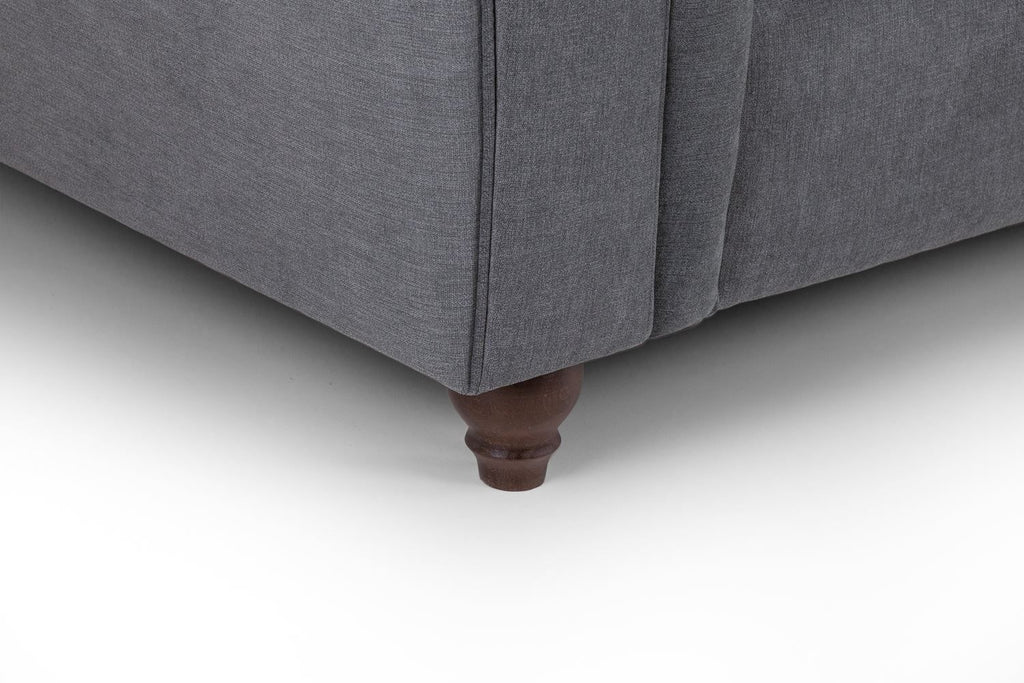 Grey Fabric 4 Seater Fullback Sofa Buttoned Tufted Arms